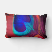 ヴィンテージアクアブルーエレガントカラフル孔雀 ランバークッション (裏面)