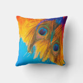 ヴィンテージアクアブルーエレガントピーコックフェザー クッション (裏面)