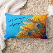 ヴィンテージアクアブルーエレガントピーコックフェザー ランバークッション (ブランケット)