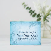 ヴィンテージアクアブルースクロールリーフデイトを保存 案内ポストカード (スタンド正面)