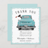 ヴィンテージアクアブルートラック卒業サンキューカード (正面/裏面)