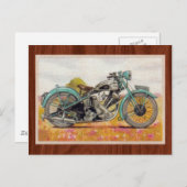 ヴィンテージアクアブルーバイクプリント ポストカード (正面/裏面)