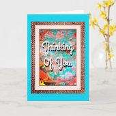 ヴィンテージアクアブルー　思い出してるよ　グリーティングカード カード (黄色い花)