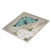 ヴィンテージアクアモスオンホワイトローゼスエフェメラ タイル (側面)