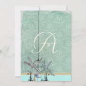 ヴィンテージアクアラブバードバードケージ結婚式招待状 招待状 (裏面)