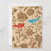 ヴィンテージアクアレッドラブバードパタ結婚ーン 招待状 (裏面)