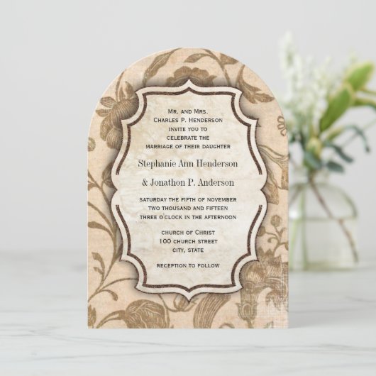 ヴィンテージアクアレッドラブバードパタ結婚ーン 招待状 (スタンド正面)