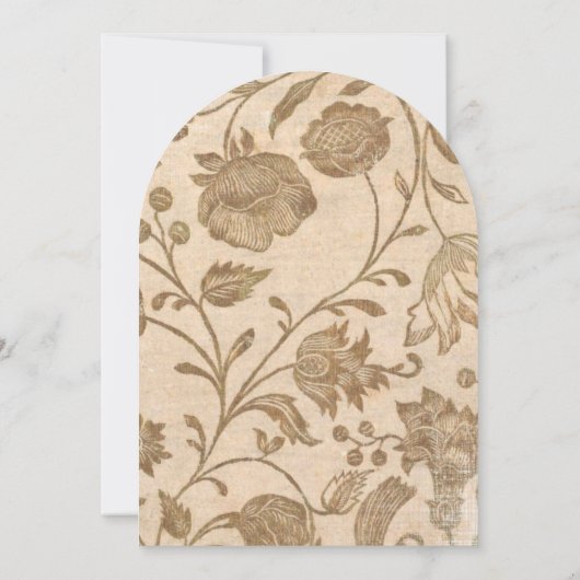 ヴィンテージアクア及びブラウンフローラル結婚模様 招待状 (裏面)