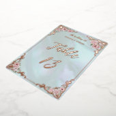 ヴィンテージアクア牡丹箔テーブル番号カード 箔招待状 (回転した状態)