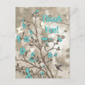 ヴィンテージアクア花グランジフローラカスタム ポストカード (正面)