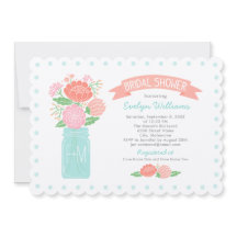 ヴィンテージアクア赤面フローラメイスンジャーブライダルシャワー