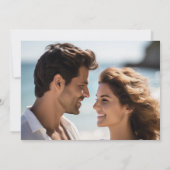 ヴィンテージアクア70s波フォトウェディング日付を保存 招待状 (裏面)