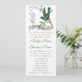 ヴィンテージアクア&グリーンラブバード結婚式招待状 招待状 (スタンド正面)