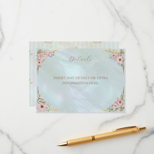 ヴィンテージアクア ブライダルシャワーティーパーティー エンクロージャーカード (正面/裏面インサイチュ)