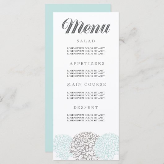 ヴィンテージアクア《植物》百日草フラワー結婚ズのメニューカード メニュー (正面/裏面)