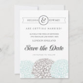 ヴィンテージアクア《植物》百日草花の保存日付招待状 セーブザデート (正面)