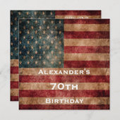 ヴィンテージアグランジメリカスターズ&ストライプズ70th誕生日 招待状 (正面/裏面)