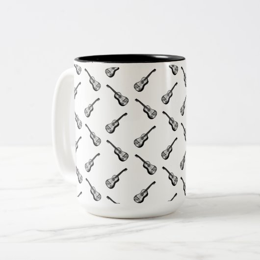 ヴィンテージアコースティックカスタムギターの背景色 ツートーンマグカップ (正面左)