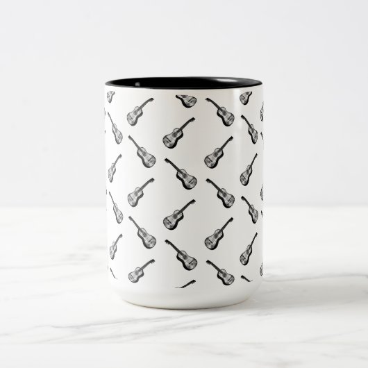 ヴィンテージアコースティックカスタムギターの背景色 ツートーンマグカップ (中央)