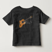 ヴィンテージアコースティックギターグラフィック音符 トドラーTシャツ (正面)