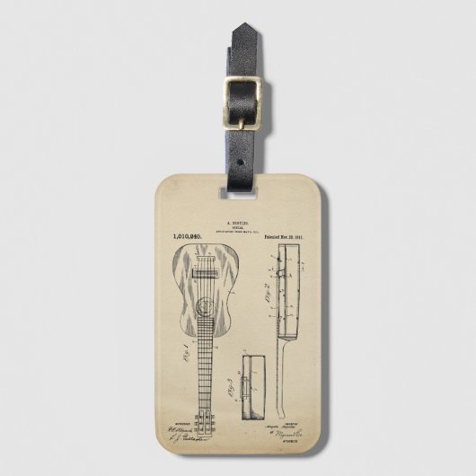 ヴィンテージアコースティックギター特許 ラゲッジタグ (正面縦)