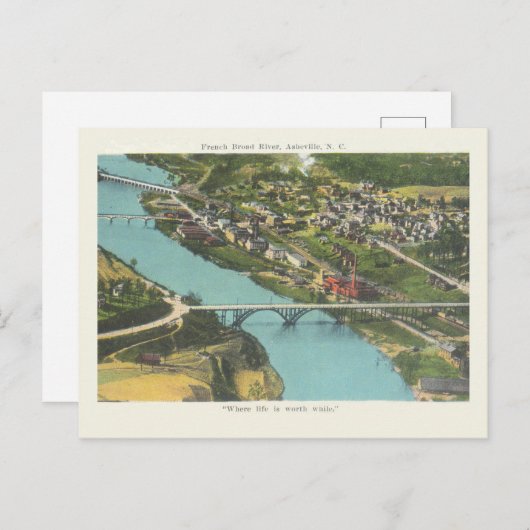ヴィンテージアシェヴィルノースカロライナ州フレンチブロードリバー ポストカード (正面/裏面)