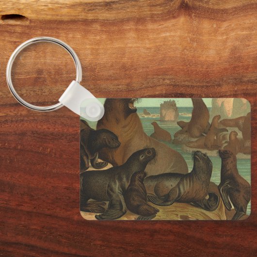 ヴィンテージアシカビーチ海洋生物動物 キーホルダー (裏面)