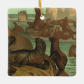 ヴィンテージアシカビーチ海洋生物動物 セラミックオーナメント (正面)