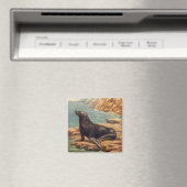 ヴィンテージアシカ海の海のそばの海の哺乳類 マグネット (インサイチュ (食洗機))