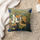 ヴィンテージアシシイタリア旅行観光広告 クッション (ブランケット)