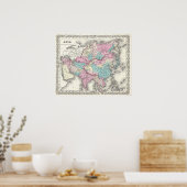 ヴィンテージアジアの地図(1855年) ポスター (キッチン)
