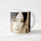 ヴィンテージアジアの女性肖像画アート ジャンボコーヒーマグカップ (正面右)