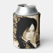 ヴィンテージアジアの女性肖像画アート 缶クーラー (缶正面)