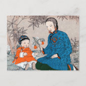 ヴィンテージアジアの母ベビー花の母の日 ポストカード (正面)