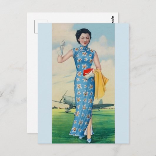 ヴィンテージアジアの美しいアジアの女性女性 ポストカード (正面/裏面)