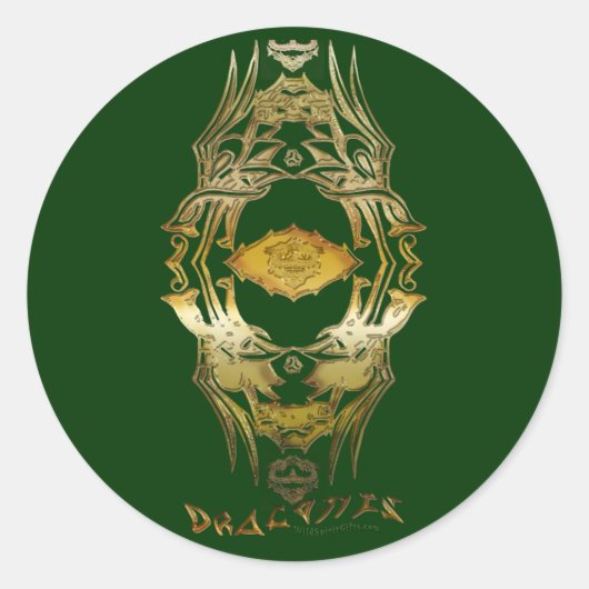 ヴィンテージアジアトライバルドラゴンonカラーBG ラウンドシール (正面)