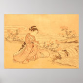 ヴィンテージアジアプリントさくらんぼ花ズバイリバー ポスター (正面)