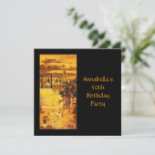 ヴィンテージアジアンアート金ゴールド50誕生日 招待状 (スタンド正面)