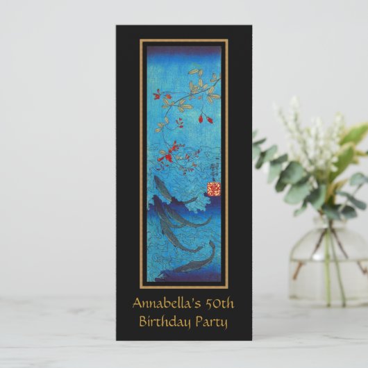 ヴィンテージアジアンシャークアート50誕生日 招待状 (スタンド正面)