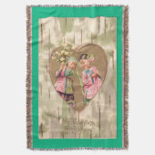 ヴィンテージアジア女子バレンタインデーはがき スローブランケット (正面縦)