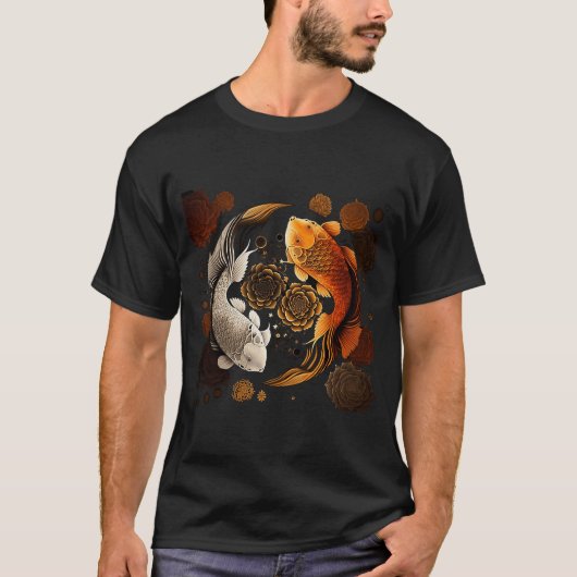 ヴィンテージアジア日本のコイカープ錦鯉コイフィス Tシャツ (正面)