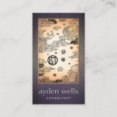 ヴィンテージアジア金ゴールドピーコック&ロータスアートウッドルック 名刺 (正面)