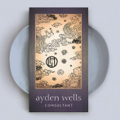 ヴィンテージアジア金ゴールドピーコック&ロータスアートウッドルック 名刺