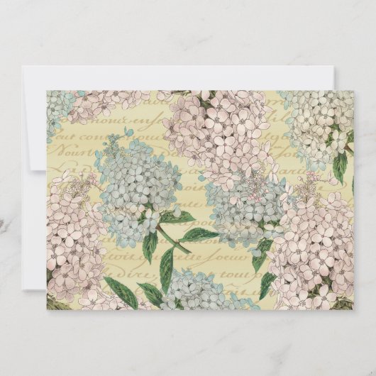 ヴィンテージアジサイ |エフフランスのエマラブライダルシャワー 招待状 (裏面)