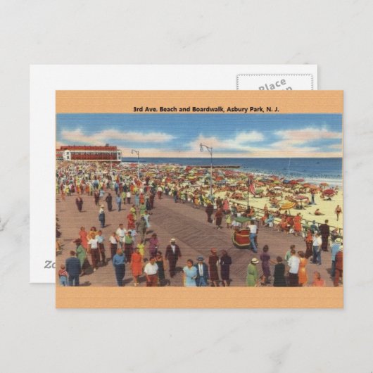 ヴィンテージアスベリーパークニュージャージービーチはがき ポストカード (正面/裏面)