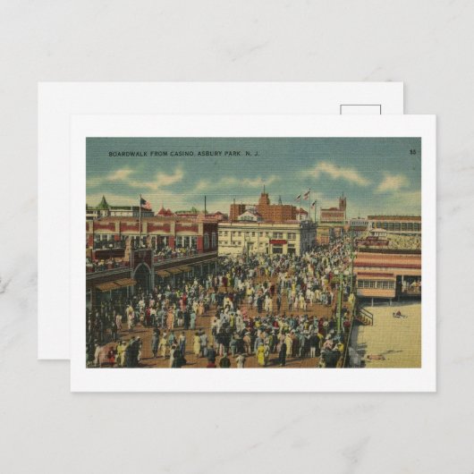 ヴィンテージアスベリーパークニュージャージーボードウォーク ポストカード (正面/裏面)