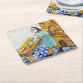 ヴィンテージアズレジョセラミック装飾瓦 スクエアペーパーコースター (アングル)