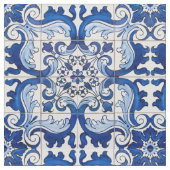 ヴィンテージアズレジョタイル花柄 ファブリック (クローズアップ)