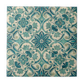 ヴィンテージアズレジョポルトガルの緑のパターン タイル (正面)