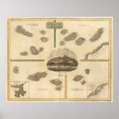 ヴィンテージアゾレス、ケープヴェルデ、カナリア諸島地図 ポスター (正面)